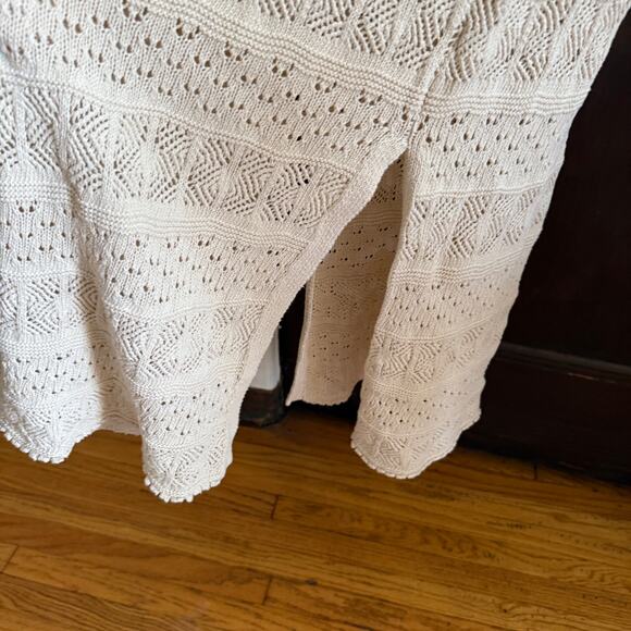 SALTWATER LUXE | Cream Crochet Knit Sweater Midi Dress | Large - Picture 6 of 9